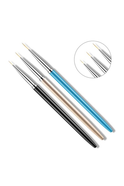 SELA Set de 3 pensule pentru unghii - mâner metalic