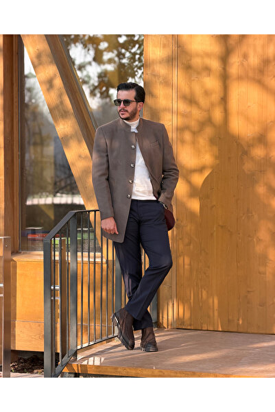 Avni Ceylan Hakim Yaka Slim Fit Men's Cashmere Coat