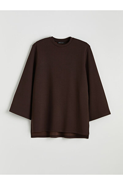 LC Waikiki LCW Скромна кафява туника с голям размер за жени