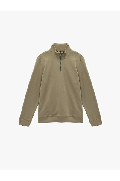 Koton Uzun Kollu Şardonlu Basic Yarım Fermuarlı Sweatshirt