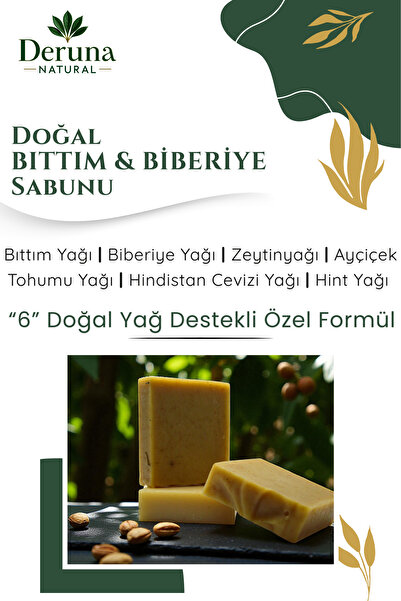 DERUNA NATURAL Doğal Bıttım & Biberiye Sabunu {+6 Yağlı Formül-Saç & Cilt Can...