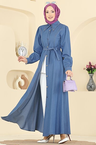 ModaMerve Önden Düğme Detaylı Elbise 6801ORG1169-MS Kot