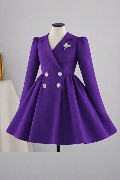 MUSGEM Rochie de seară pentru fetiță, model Umay, cu mânecă lungă, culoare vi...