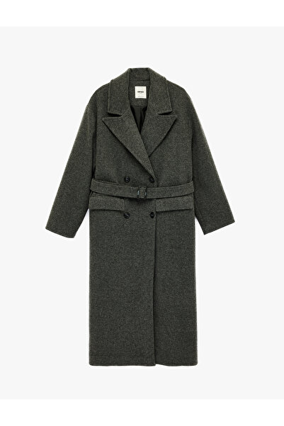 Koton Belted Coat Extra Long Pockets Long Sleeve Double-Breasted