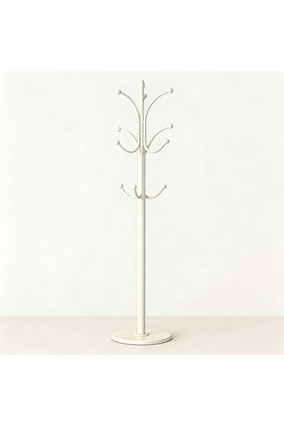 Bleco White fashion coat hanger with ball hook and round base