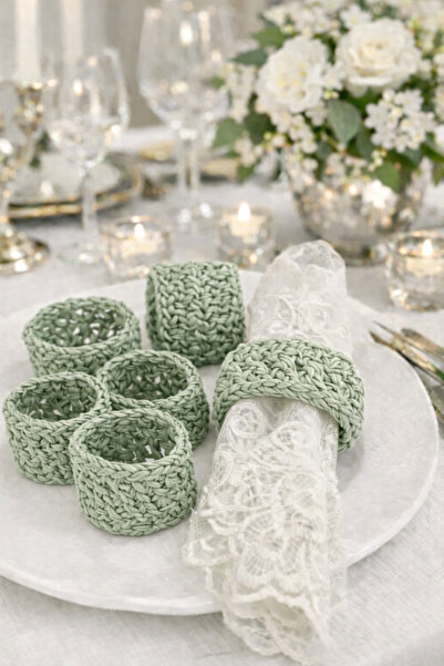 TOM COMPANY Kağıt Ip Peçete Halkası Peçete Yüzüğü 6'lı-Çağla Yeşili