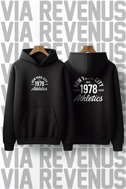 Vordevia New York City Athletics cu imprimeu Unisex supradimensionat cu glugă...