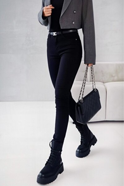 Kanonik Education Women's High Waist Pocket Beltless Jeans