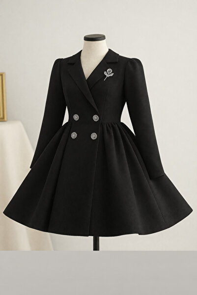 MUSGEM Ειδικό Σχέδιο Umay Μακρυμάνικο Μαύρο Χρώμα Βραδινό Φόρεμα για Κορίτσια...