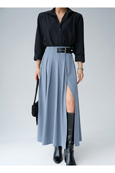 SAPHYR LUXEA Saphyr Premium Leather Belt Slit Skirt