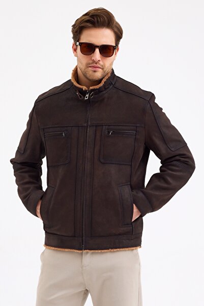 vivamood Sean Hakiki Deri Erkek Mont Kürk Astarlı