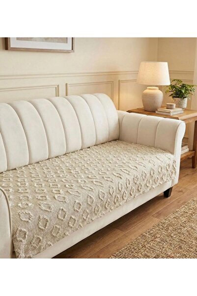 DECORA CASA HOME COLLECTİON Chenille Bohemian Non-Slip Sofa Cover 85X210 Three-Seat Sofa Bed Cover
