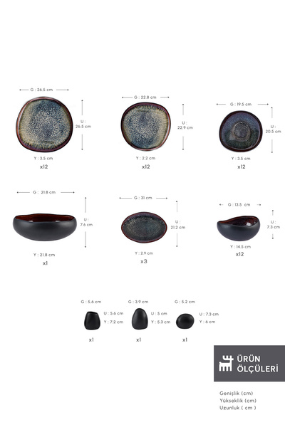 Karaca Earth Collection Galactic 55 Parça 12 Kişilik Yemek Takımı Siyah
