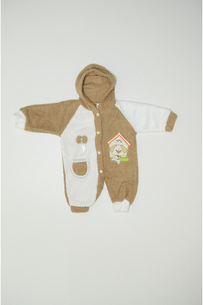 Baby Slon Kids Clup Kışlık welsoft sevimli köpek nakışlı düğme kapamalı kapüş...