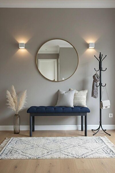 TodekHome Loft Kapitone Döşeme Metal Ayaklı Puf & Bench - 105x40 cm