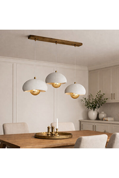 Limon 3D Desing CAKA TEPSİLİ 3 Lü Sarkıt Avize Rustik E27 Modern Avize Beton Görünüm Bohem (E27 Ampul Dahildir.)