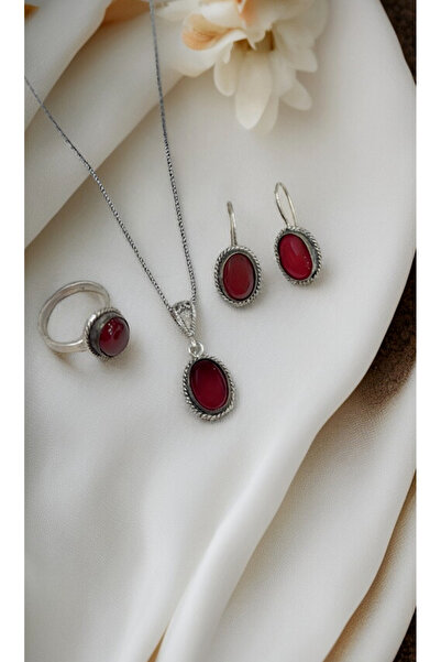 MİR GÜMÜŞ 925 ayar gümüş akik taşlı telkari set