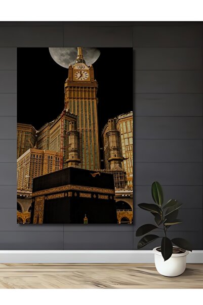 Teona Ahşap Altın Saat Kulesi Ve Kabe Yağlı Boya Görünümlü Dekoratif Ahşap Ev...