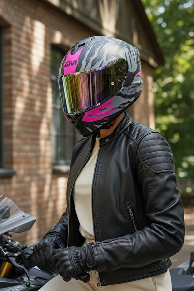 yyk GIVI 50.X SHARKBITE MAT Pembe / 1 Renkli 1 Şeffaf Vizörlü Motosiklet Kask