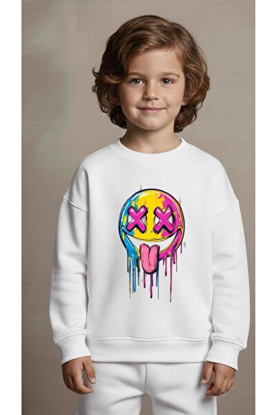 playwear Φούτερ ομάδας X EMOJI με στάμπα για κορίτσια και αγόρια, με λαιμόκοψ...