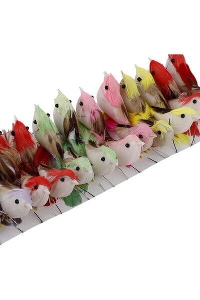 edalle 24 τεμάχια τεχνητά πολύχρωμα στολίδια πουλιών σε διάφορα χρώματα, μίνι...