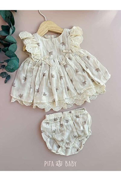 PİTABABY Gabriel Kız Bebek Çiçek Desenli Elbise Külot Takım