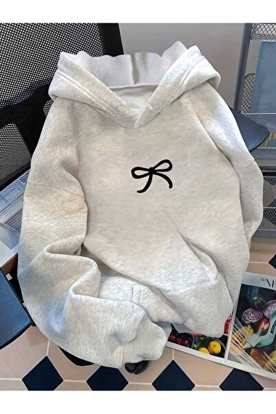 CLASSY.MODA هوديي مينيماليست إستيتيك مطبوع قصة فضفاضة