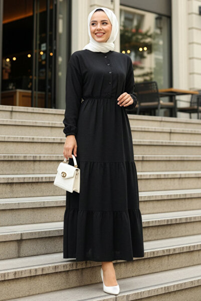 N.S NEVA STYLE Kat Pleated Black Hijab Dress 61621S