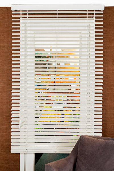 HAFS Beyaz Ahşap Jaluzi Promo Perde 50 mm - İpli Mekanizma