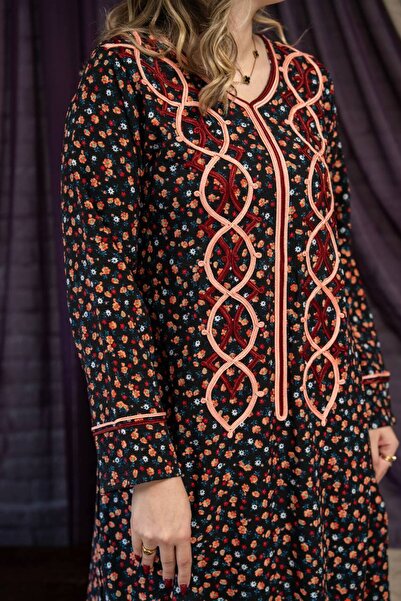 AFandina جلابية بنقشة زهور ناعمة