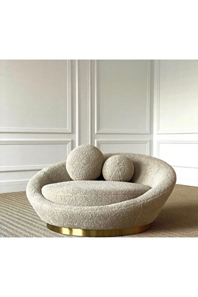 oiphome Μαξιλάρι μπάλα διακοσμητικό χρώμα ΠΕΤΡΑ wersoft 30cm 2τμχ