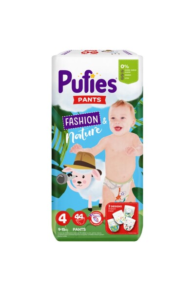 Pufies Set 3 x 44 Scutece-Chilotel Pants Fashion and Nature Maxi, Marimea 4, 9-15 kg