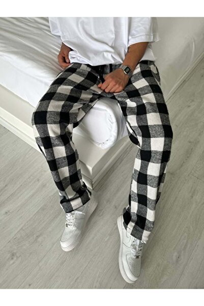 Zincirwear Siyah Beyaz Kareli Oversize Relax Eşofman