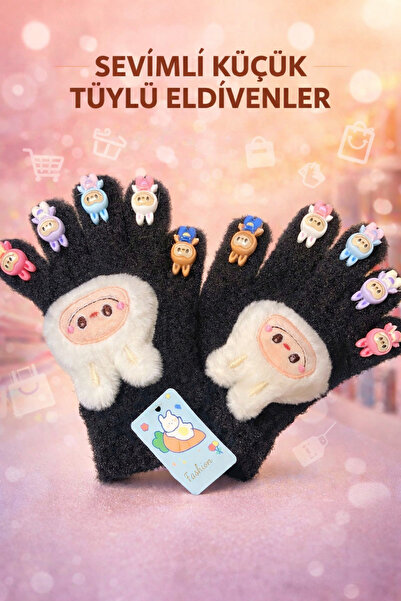 synshop Labubu Kışlık Kar Eldiven Yumuşak Erkek Kız Çocuk Hediyelik