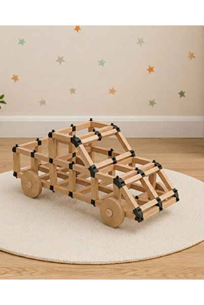 Woodika Toys Woodika Eğitici Ahşap Yapı Blokları - Arazi Aracı Yapım Seti - H...