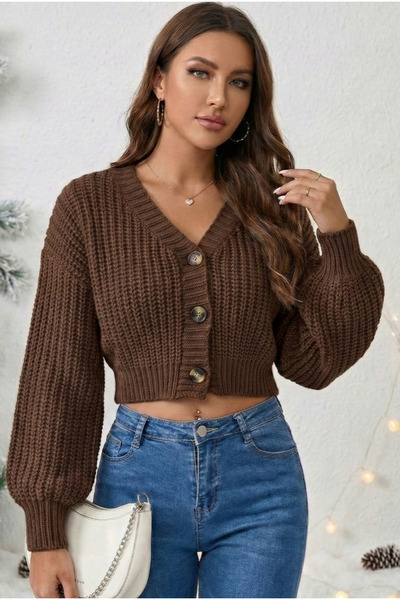 gajin Düğme Detaylı Kadın Triko Hırka