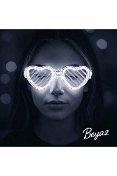 Lunaev نظارات على شكل قلب مع ضوء LED أبيض - 3 أوضاع للحفلات - نظارات مضيئة