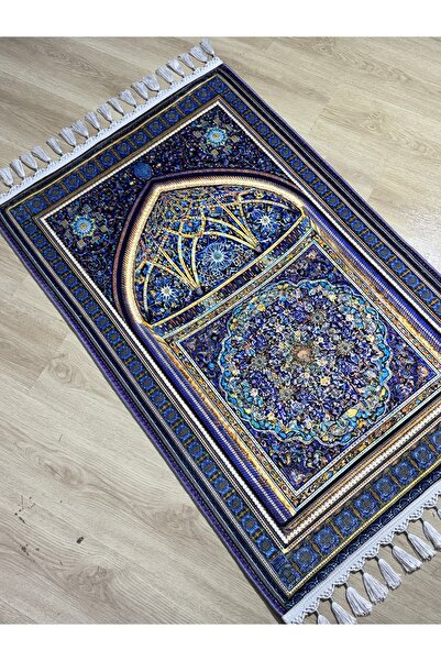PrayerRug Dokuma Taban Örgü Püsküleri ve İpek Kadar Yumuşak Yüzeyiyle Bambu s...