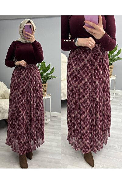 STİLSEN Chiffon Plaid Skirt