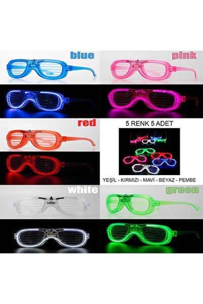 Go İthalat Glow Model Led Lighted Party Glasses 3 Modes 5 Colors 5 Pieces (5332)