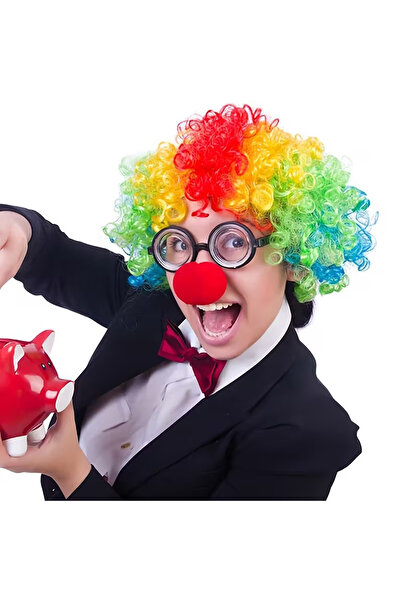 Go İthalat Clown Costume Accessory Set 3-Piece – Wig Nose Glasses (5332)