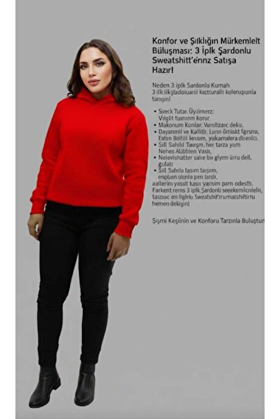 3 iplik şardonlu sweatshirt cepsiz