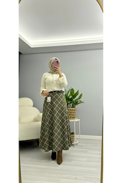 STİLSEN Belted Plaid Skirt