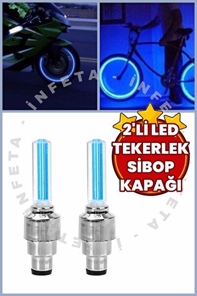 İnfeta 2 Adet Hareket Sensörlü Led Işıklı Sibop Kapağı Bisiklet Araba Motor T...