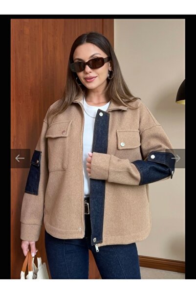 MODA S&S BZLİNE Kot detaylı triko ceket