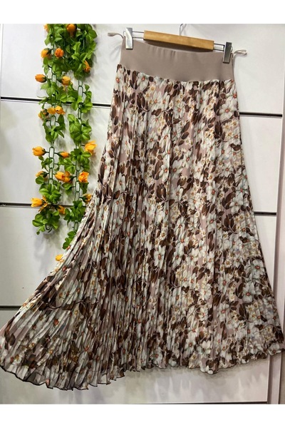 edu collection Patterned Chiffon Bell Skirt with Lining