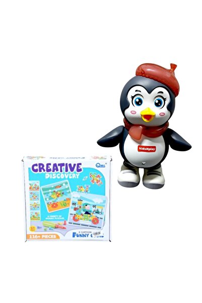 OEM Pinguin dansator,muzical,20 cm,sunete/lumini,03 ani + Joc de constructie/...