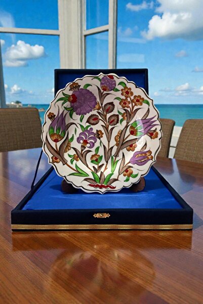 STORESZA Kadife Kutulu El Yapımı 25Cm Özel Samur İşçiliği Yeşil Mor Kahvereng...