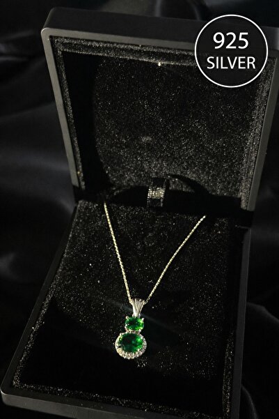 Silver ZÜMRÜT SÜSLEMELİ 925 AYAR GÜMÜŞ KOLYE