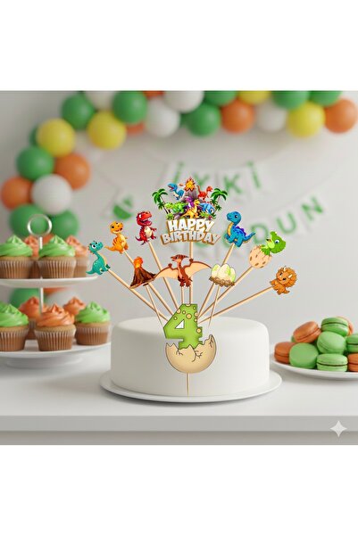 Ays Bridal Dinazor temalı pasta süsü kürdanı 4 yaş